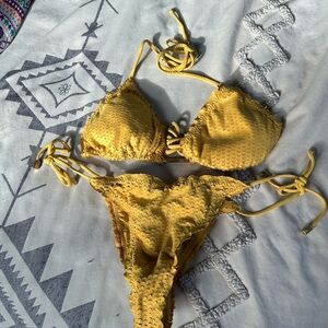 Yellow Textured Bikini Set